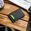 Чоловічий затискач для грошей із натуральної шкіри Simple. Чоловічий гаманець із затискачем. Притиск для купюр чорний, фото 5