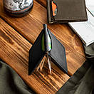 Чоловічий затискач для грошей із натуральної шкіри Simple. Чоловічий гаманець із затискачем. Притиск для купюр чорний, фото 6