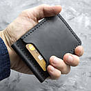 Чоловічий затискач для грошей із натуральної шкіри Simple. Чоловічий гаманець із затискачем. Притиск для купюр чорний, фото 2