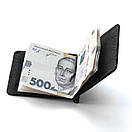 Чоловічий затискач для грошей із натуральної шкіри Simple. Чоловічий гаманець із затискачем. Притиск для купюр чорний, фото 9