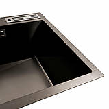 Кухонна мийка Platinum Handmade 7546 PVD чорна з підставкою для ножів 3.0/1.0, фото 5