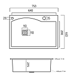 Кухонна мийка Platinum Handmade 7546 PVD чорна з підставкою для ножів 3.0/1.0, фото 9
