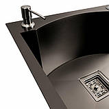 Кухонна мийка Platinum Handmade 7546 PVD чорна з підставкою для ножів 3.0/1.0, фото 3