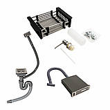 Кухонна мийка Platinum Handmade 7546 PVD чорна з підставкою для ножів 3.0/1.0, фото 8