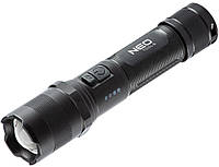 Фонарь ручной аккумуляторный Neo Tools, 2200мАч, 1000лм, 10Вт, 4 функции освещения, алюминиевый, IPX4