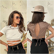 Жіночий шовковий топ із відкритою спиною розміри норми