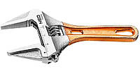 Ключ разводной Neo Tools короткий кованый 118 мм, рабочий диапазон 0-28 мм.