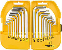 Ключи шестигранные и Torx TOPEX, набор 18 ед., 1.5-10 мм, T10-T50, короткие