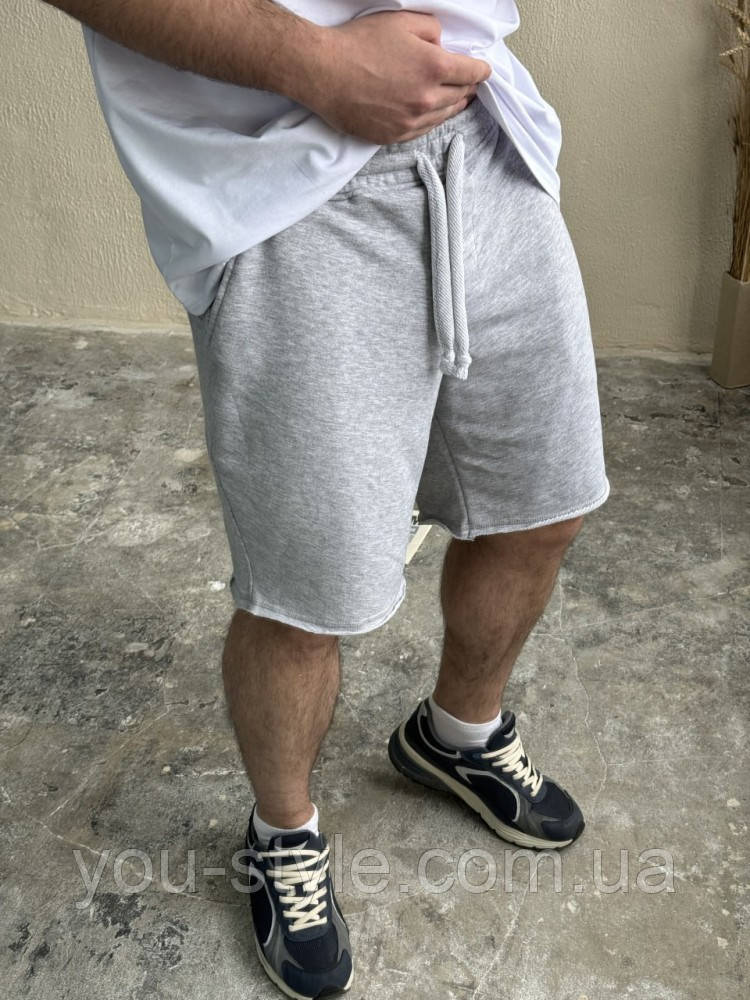 Шорти з рваними швами сірий меланж RD365