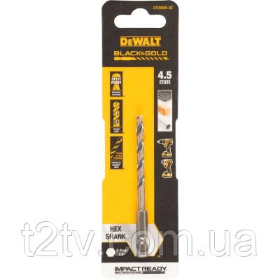 Свердло DeWALT по металу EXTREME IMPACT Black&Gold, HSS-G, 4,5 х 85,5 х 35,6 мм, 1 шт. (DT20605), фото 1