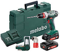 Metabo BS18Quick аккумуляторный, 18V 2x2Ah, з/у,кофр, угл.насадка,набор SP(9 шт) Hutko Хватай Это