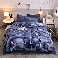 Односпальный комплект постельного белья фламинго на синем фоне 150*220 из Бязи Gold Черешенка™