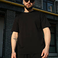Черная повседневная футболка оверсайз Player/ Однотонная мужская футболка/ Летняя модная футболка Oversize