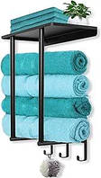 Вешалка для полотенец без сверления черного цвета, вешалка для полотенец в ванной на стене,46 Д x 32 Ш x 16 В