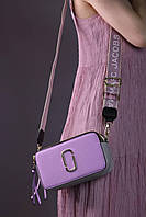 Женская кожаная сумка Marc Jacobs лиловая Сумочка кросс боди марк якобс на широком ремешке через плечо