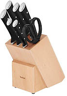 Набор ножей Tefal Ice Force, деревянная колода, 7шт, дерево, пластик, нержавеющая сталь, черный