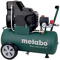 Компрессор воздушный Metabo Basic 250-24 W OF безмасляный, 1500Вт, 24л, 120л/мин, 8бар.