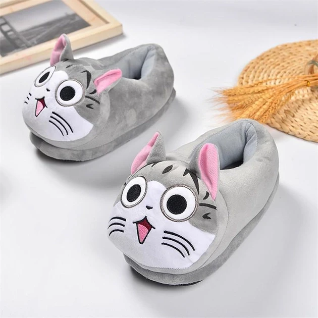 Тапочки іграшки кігуруми Kigurumi Кот Лі Домашні Плюшеві Тканинні жіночі Серый 36-42, фото 1