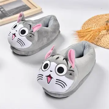 Тапочки іграшки кігуруми Kigurumi Кот Лі Домашні Плюшеві Тканинні жіночі Серый 36-42