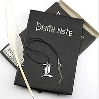 Дневник (блокнот) из аниме Тетрадь смерти Death Note с пером и кулоном Черный