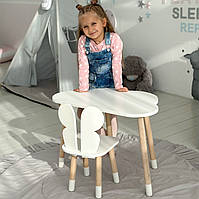 Вау! Детский столик тучка и стульчик бабочка белый. Столик для игр, уроков, еды 91115 BW