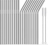 Набор металлических эко трубочек для напитков многоразовых 20 штук и 2 щетки для чистки