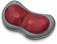 Масажна подушка Beurer для плечей, шиї, спини та ніг, від мережі , 1,41кг, 4 головки шиацу, підігрів, автовимкн., червоно-сірий