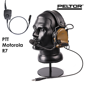 Навушники активні 3M PELTOR ComTac V Single Comm Headband 88080-CY Coyote + PTT 1-in Peltor MOTOROLA R7