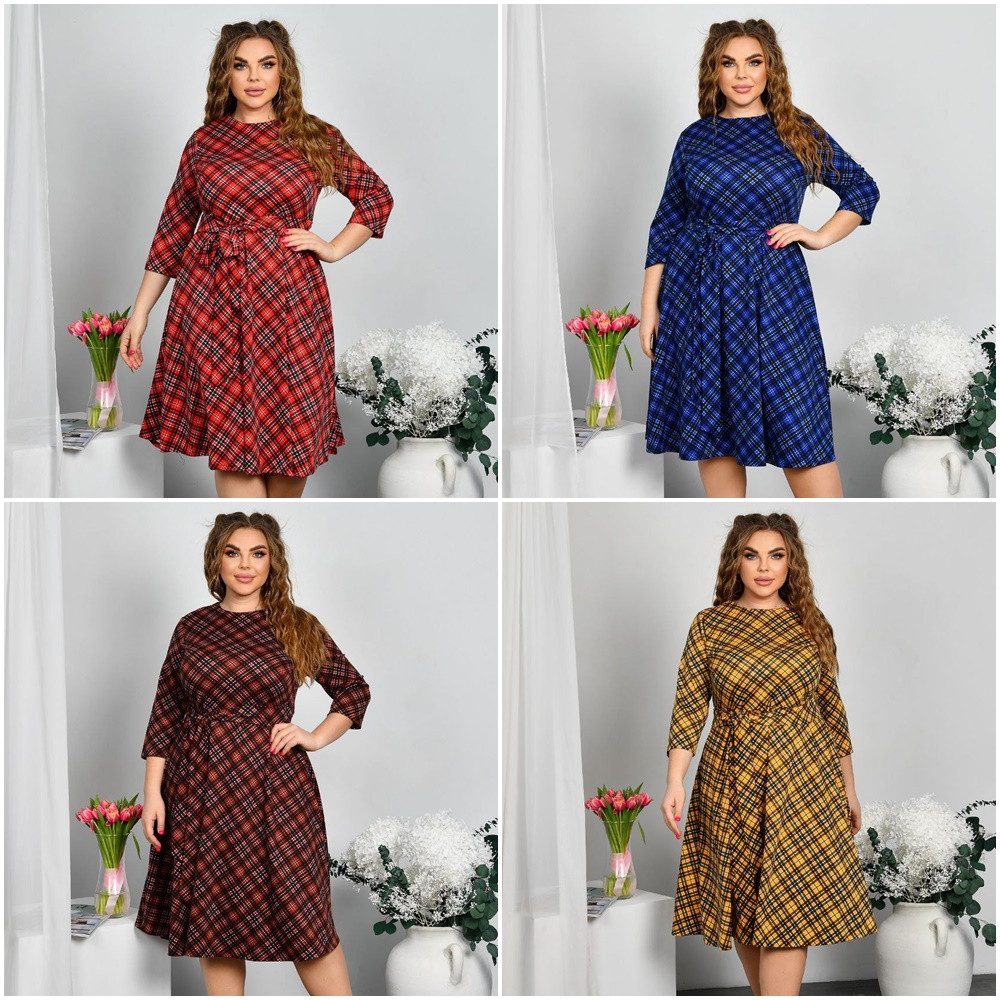 Плаття А-силуєнта з талією з довгими рукавами великі розміри