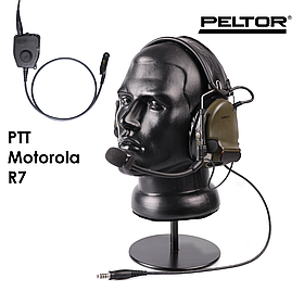 Навушники активні 3M PELTOR ComTac V Single Comm Headband 88080-GN Olive + PTT 1-in Peltor MOTOROLA R7