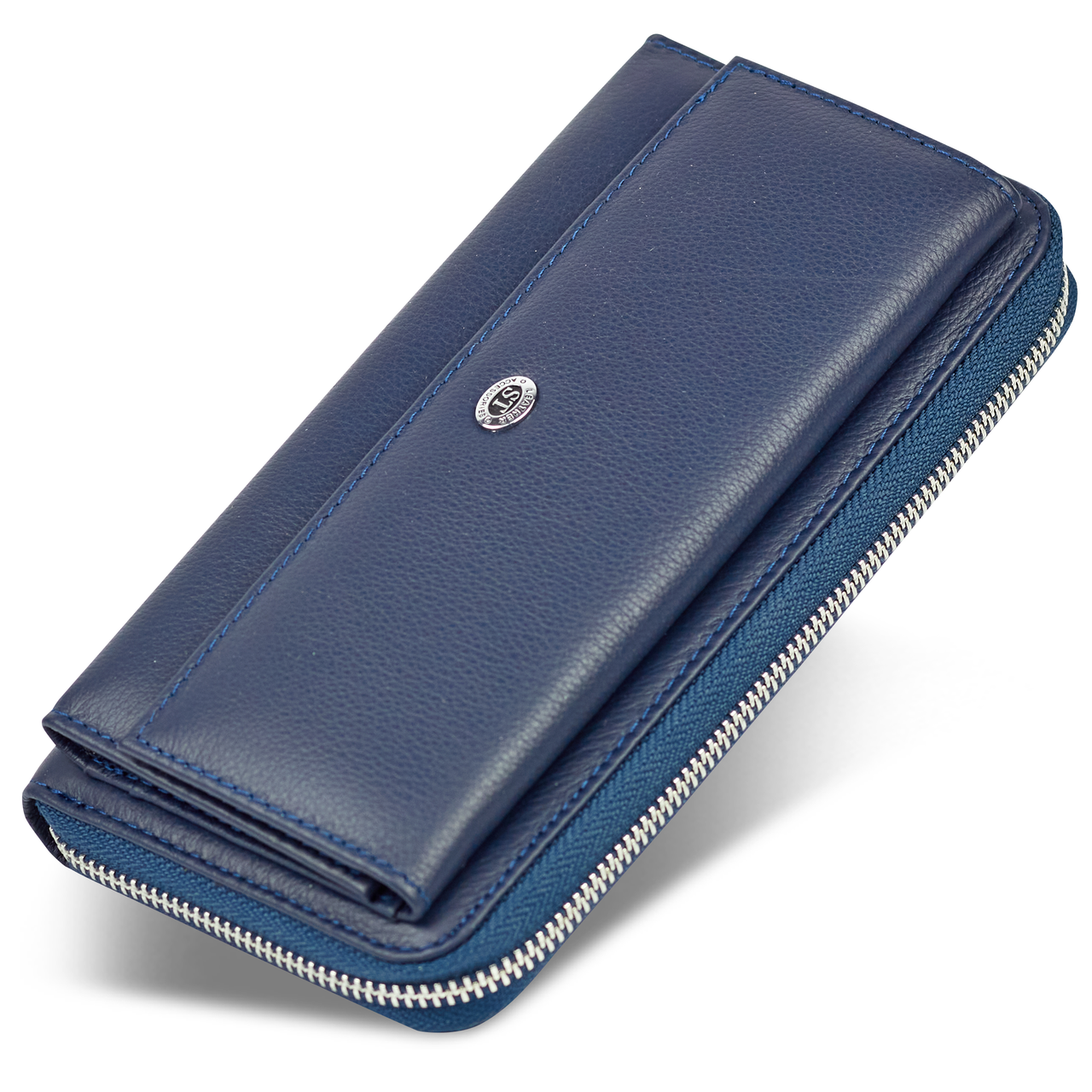 Темно-синій жіночий гаманець-клатч з натуральної шкіри з ремінцем на зап'ясті ST Leather ST024