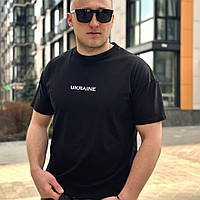 Чоловіча футболка оверсайз чорного кольору з принтом Ukraine 7213