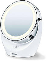 Зеркало косметическое Beurer настольное, диаметр-11см, AААx3 в комплекте, подсветка, белый