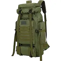 Рюкзак тактический 80 литров, баул туристический, олива военный водонепроницаемый 4в1 UkrTop