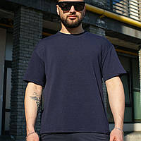 Чоловіча футболка оверсайз Player/ Повсякденна літня футболка для чоловіків/ Однотонна синя футболка Oversize