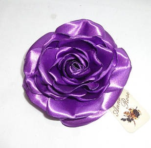 Брошка квітка з тканини ручної роботи "Троянда Фіолетова"