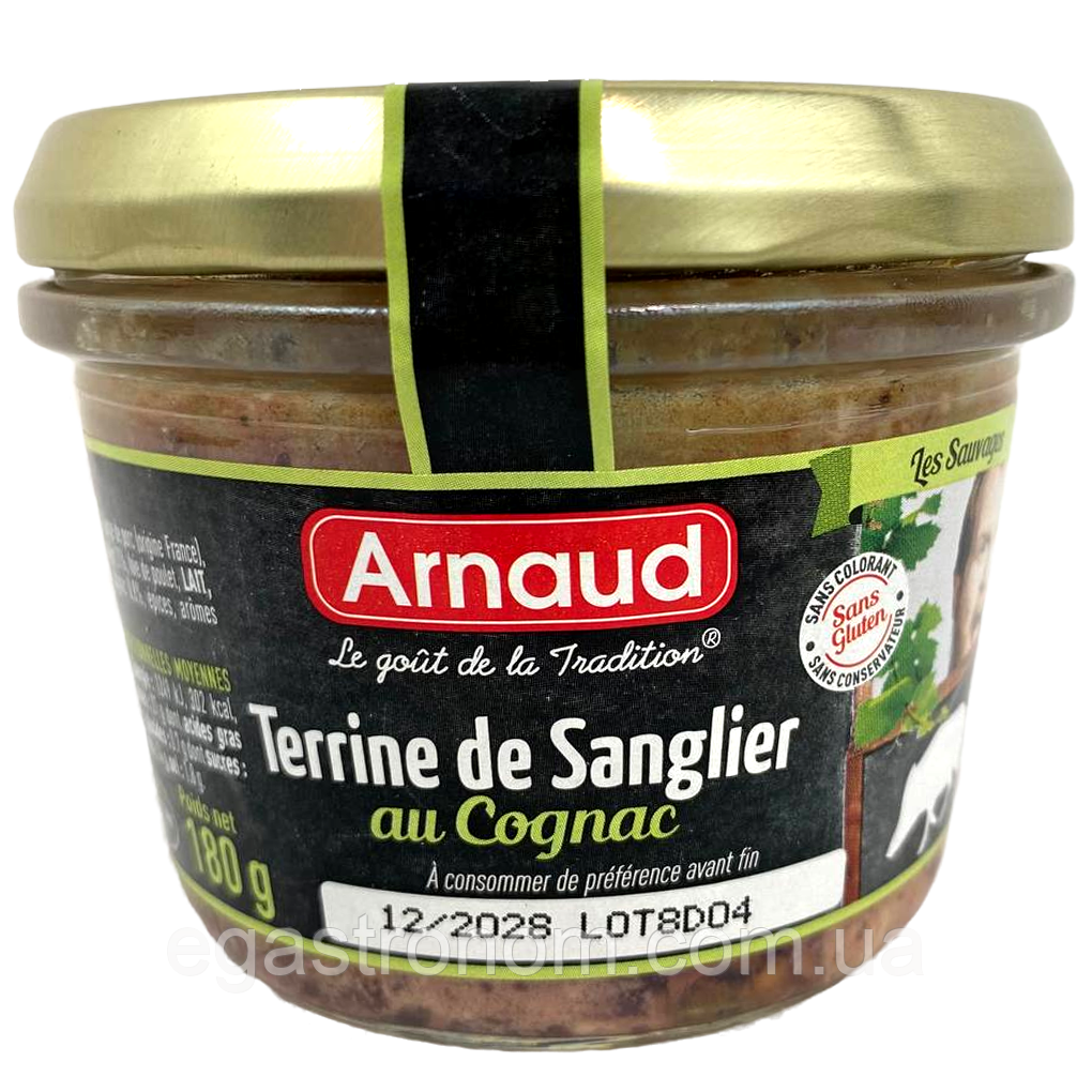 Паштет з кабана та коньяком Арнауд Arnaud sanglier 180g 12шт/ящ (Код: 00-00016358)