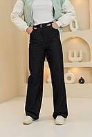 Повсякденні жіночі джинси високої посадки колір чорний р. S, M, L, XL