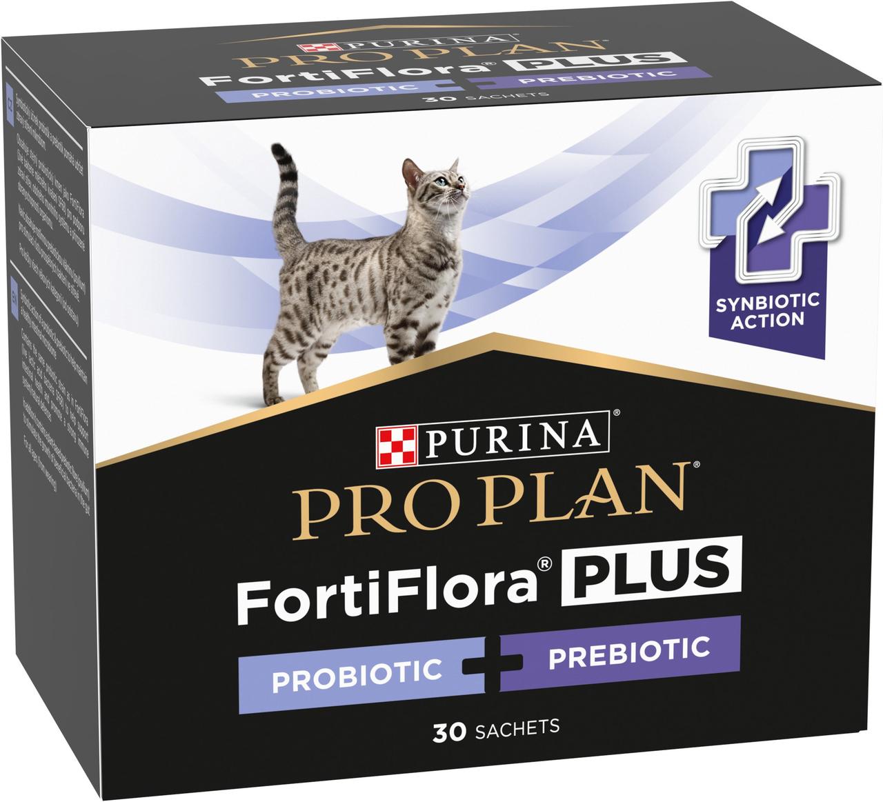 Пробіотик з пребіотиком Purina Pro Plan FortiFlora Plus для дорослих котів/кошенят для підтримки міклофлори 30 шт по 1.5 г