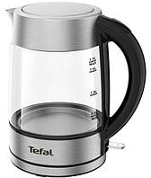 Электрочайник Tefal Glass Kettle, 1.7л, стекло, с заварником, серебристо-черный