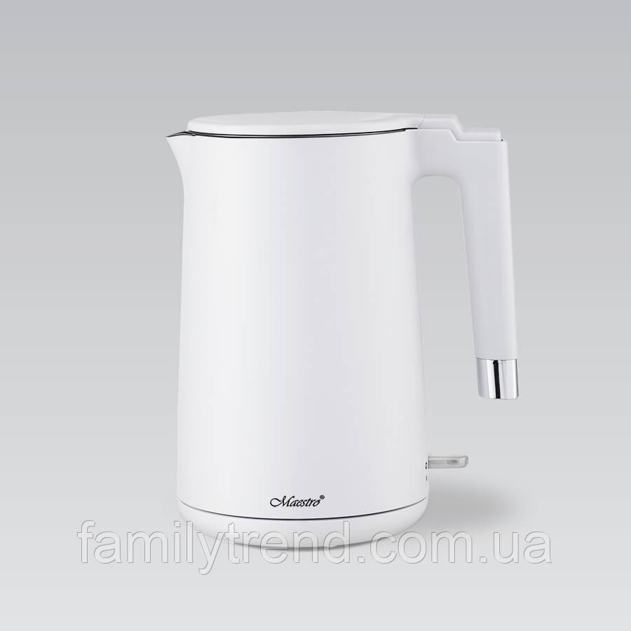 Електричний чайник 1.7 л дисковий Maestro MR-026-WHITE Електрочайник 1800 Вт для дому, офісу, дачі