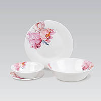 Обідній набір посуду жароміцне скло 19 предметів Maestro MR-30056-19S Набір квадратних тарілок 6 персон