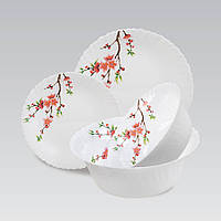 Обідній набір посуду жароміцне скло 19 предметів Maestro MR-30067-19S Набір квадратних тарілок 6 персон