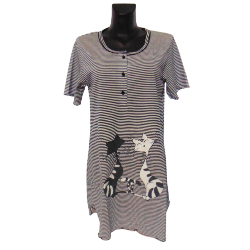 Бавовняна нічна сорочка Murat Kuzey M біла з чорним, фото 1