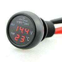 Автомобільний термометр вольтметр USB VST 706-1 ds