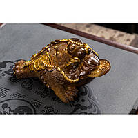 Чайная фигурка жаба с монетой золотая фигурка для чайной церемонии