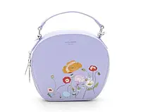 Женская стильная круглая сумка-клатч David Jones сумка с узорами цветов эко-кожа сумка сиреневого цвета