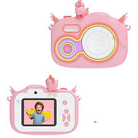 Детский фотоаппарат (2 вида, фронтальная камера, звук, фото, видео, 3 игры, ремешок) С 65317
