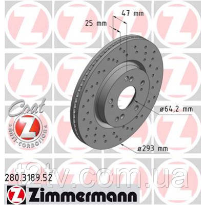 Гальмівний диск ZIMMERMANN 280.3189.52