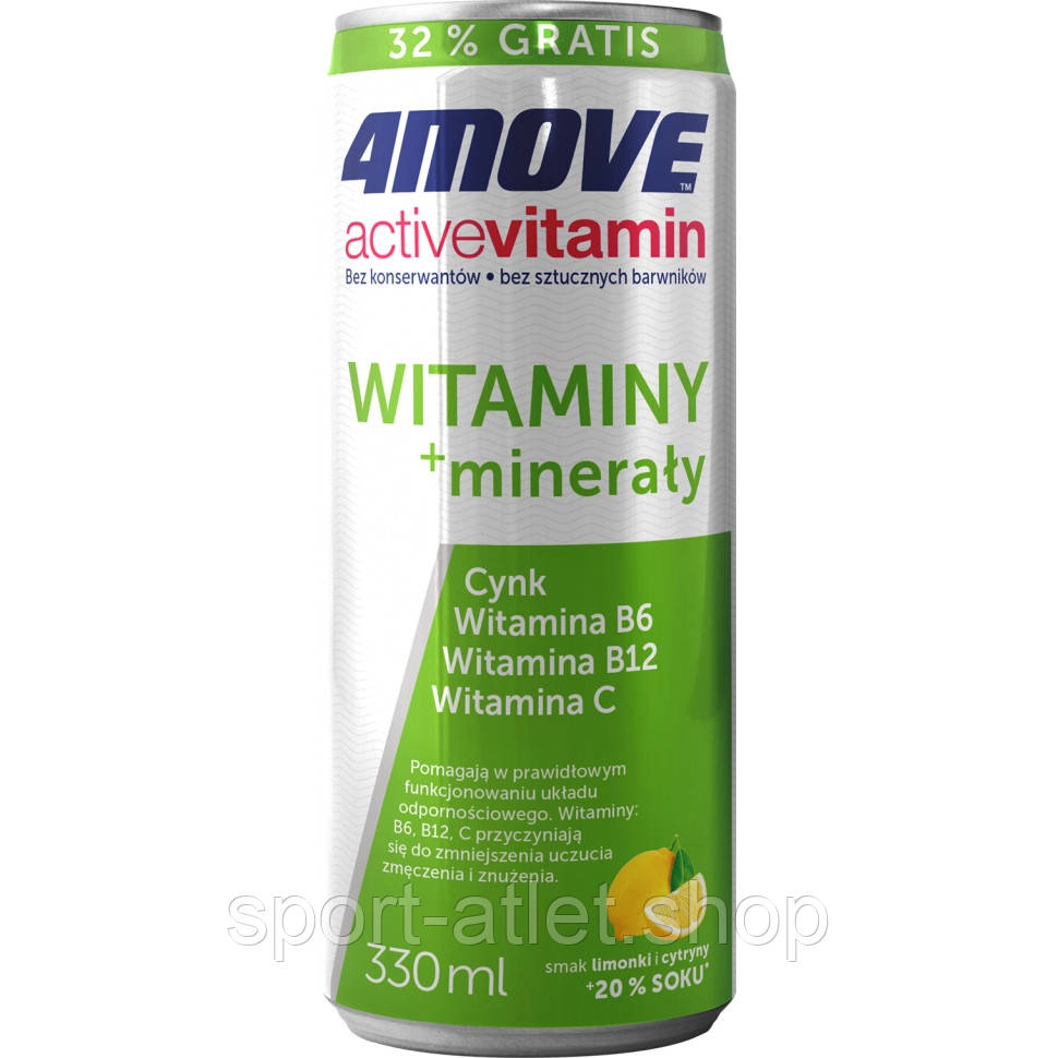 Вітаміни та мінерали 4MOVE Active Vitamin Vitamins & Minerals, 330 мл Лимон-лайм